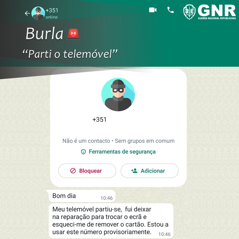 MÉDIO TEJO GNR alerta para a burla parti o telemóvel Agregador de